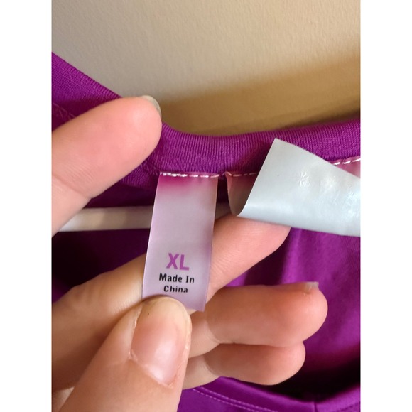 Athleta Purple V Neck Short Sleeve Athletic Top Women's XL - Picture 3 of 5
